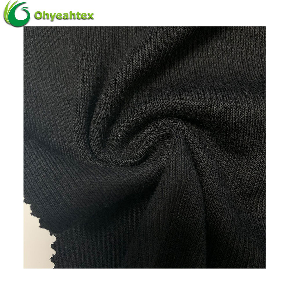 Eco-friendly Knit Stretch 70% Bamboo 30% Cotton 2x2 Rib Cuff Fabric 